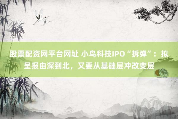 股票配资网平台网址 小鸟科技IPO“拆弹”：拟呈报由深到北，又要从基础层冲改变层