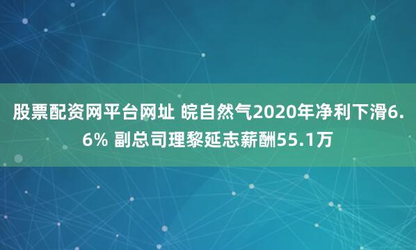 股票配资网平台网址 皖自然气2020年净利下滑6.6% 副总司理黎延志薪酬55.1万