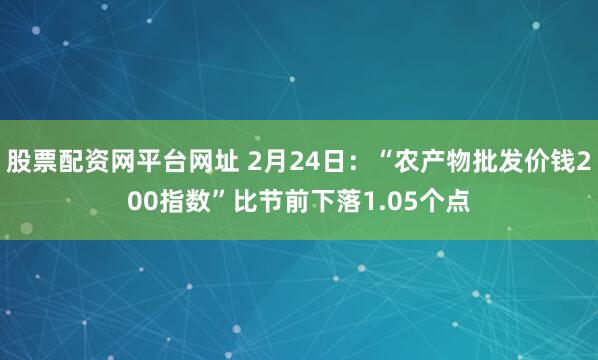 股票配资网平台网址 2月24日：“农产物批发价钱200指数”比节前下落1.05个点